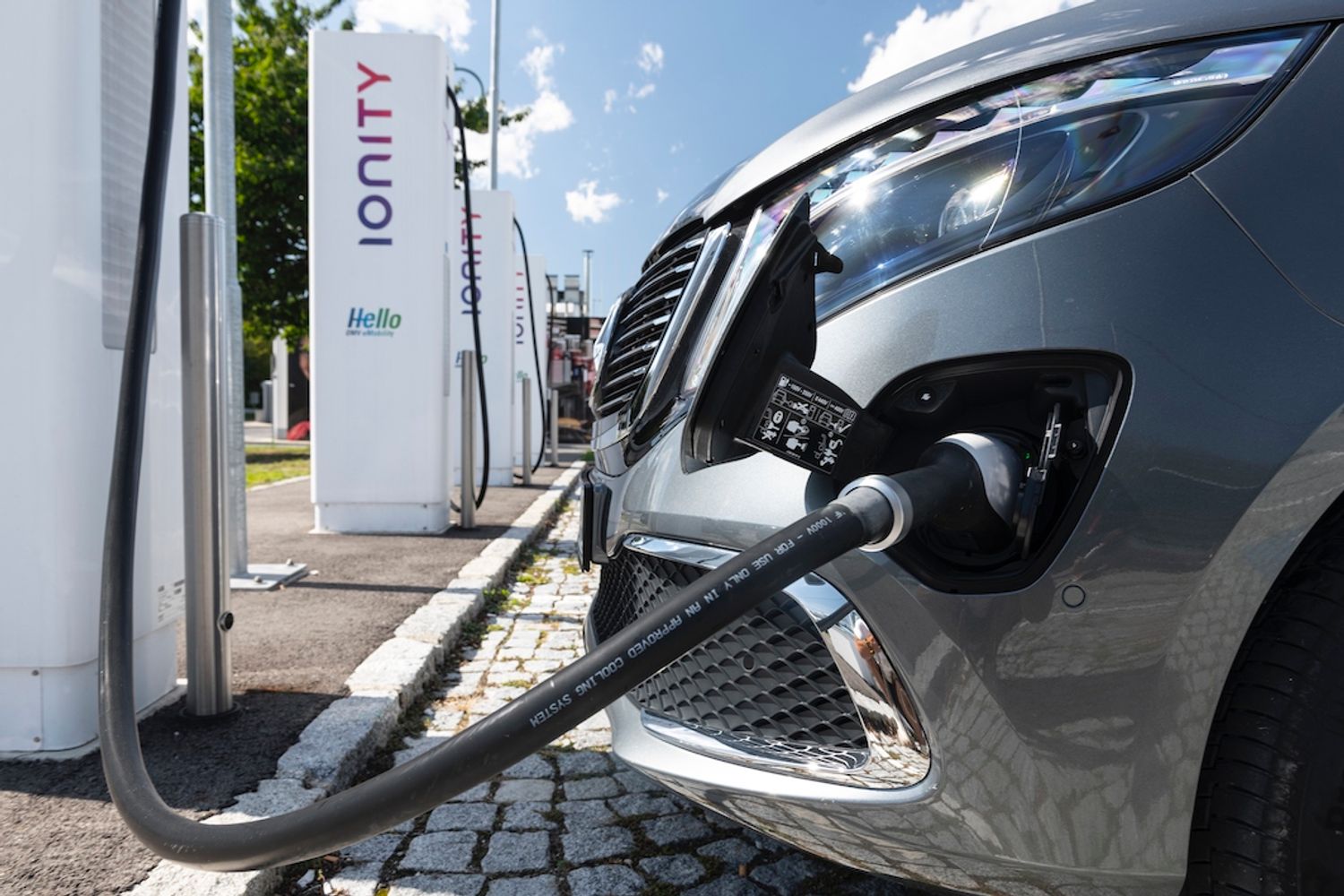 Mercedes EQV electric van connected to Ionity charger